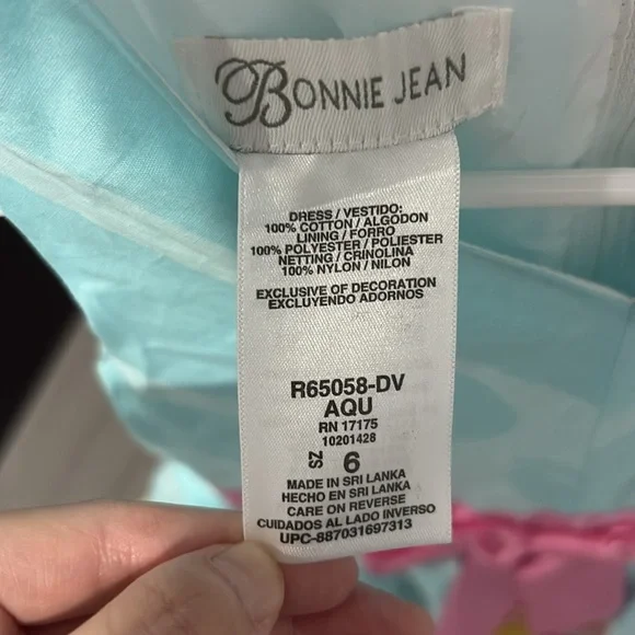 Bonnie Jean Floral Kids Dress with Pink Ribbon girls size 6 - Picture 3 of 4